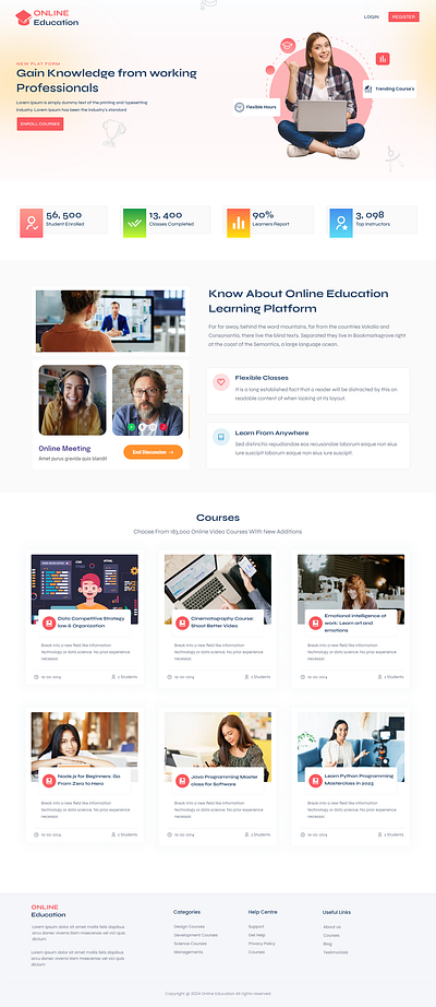 Online Education Landing Page Design design eduction logo online study template ui ui design ux