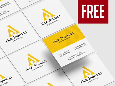 Square Business Card Templates - FREE business card free psd freebie psd template small business card square business card