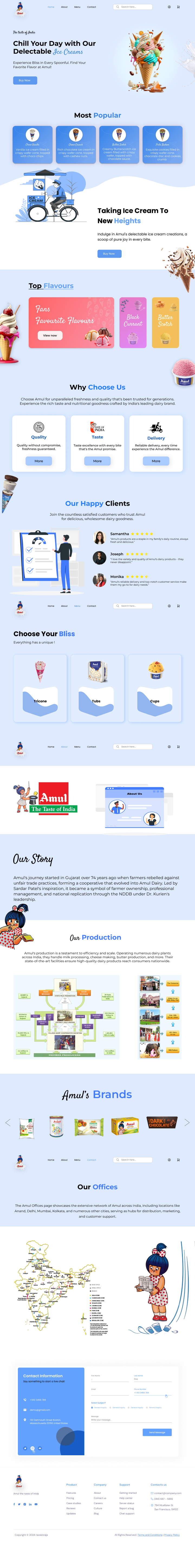 AMUL ICE CREAM RE-CREATE DESIGN animation branding figma graphic design landingpage logo ui user expirence user interface website design