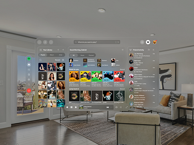 Spotify - Apple Vision Pro Version of Spotify Concept 3d apple apple vision pro design glass music pro spatial spatial design spotify ui user interface virtual reality vision vr