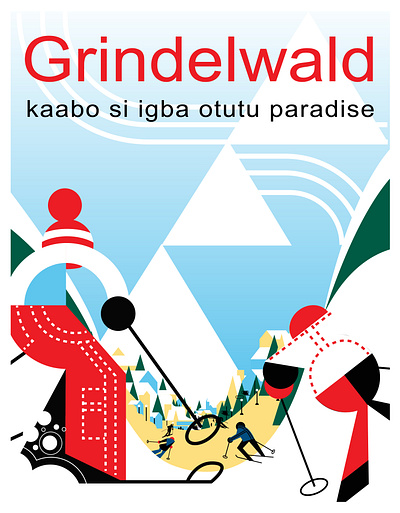 Travel Poster for Grindenwald in Switzerland Ski Resort activity branding illustrator leisure mountains resort ski sports travel vector winter