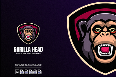 Gorilla Head Illustration Mascot Logo 3d branding colorful design gorilla graphic design illustration logo