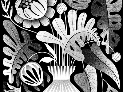 community black and white community design digital diversity floral illustration jennypoart procreate stippling vase