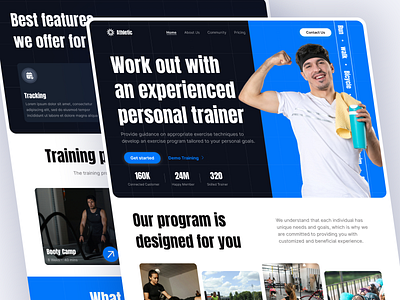 Landing Page - Athletic aerobics athletic body building calories cardio digital coaching fitness fitness website group training gym gym website health kick boxing landing page outdoor class personal trainer run sport tracker workout
