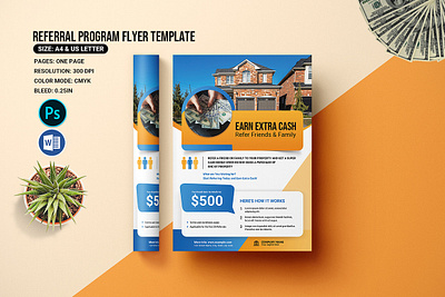 Referral Program Flyer Template business cash client commission coupon customer earn employee family gift card holiday marketing ms word online photoshop template referral referral flyer referral program referral program flyer rewards