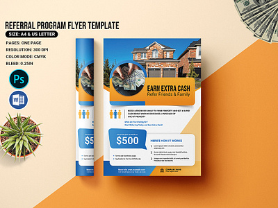 Referral Program Flyer Template business cash client commission coupon customer earn employee family gift card holiday marketing ms word online photoshop template referral referral flyer referral program referral program flyer rewards