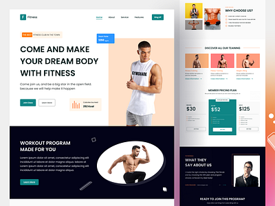 Workout Gym Landing Page b2b bodybuilding concept design fitness landing page fitness website gym health home page interface landing page landingpage saas safayet ahmed ui ui design ux web app web design web ui workout