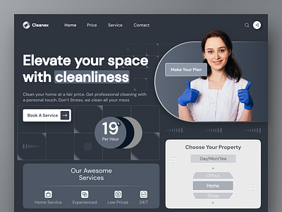 Cleaning Website branding clean cleaning service cleaning website creative design home cleaning website home page landing page minimal modern ui unique design ux web web design web page website website design