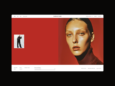 Fashion Website design e commerce hero model modern red typography ui website women