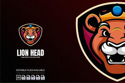 Lion Head Illustration Mascot Logo 3d branding colorful design graphic design illustration lion logo