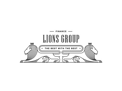 Lions Group Logo brand branding crown engraving finance group king line line art lion logo outline retro vintage