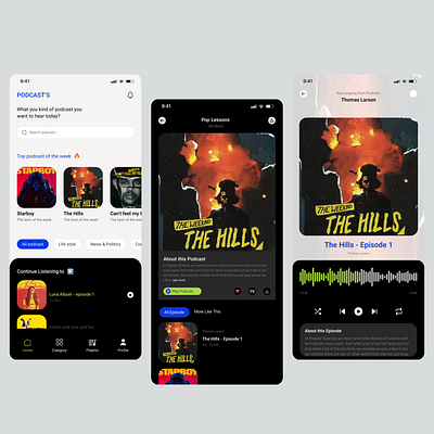 Music and Podcast mobile app ui