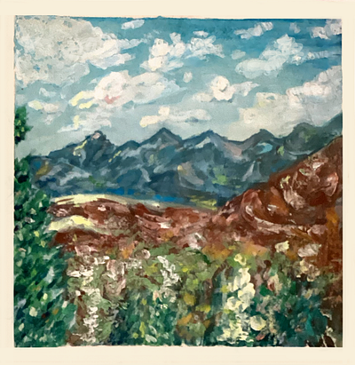 Colorful Mudslide gouache landscape painting