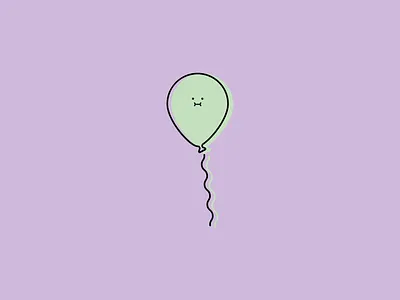 Balloon Pop! balloon calm cute face green greeting cards illustrated illustration minimal pop! simple string