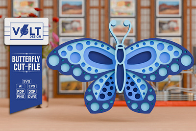 Colorful Butterfly SVG Crafting Design 3d 3d svg craft decoration design illustration papercraft svg svg cutting