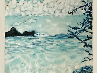 Vivid Beachside gouache illustration landscape painting