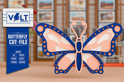 Butterfly 3D SVG Multilayered Papercut 3d 3d svg craft decoration design illustration papercraft svg svg cutting