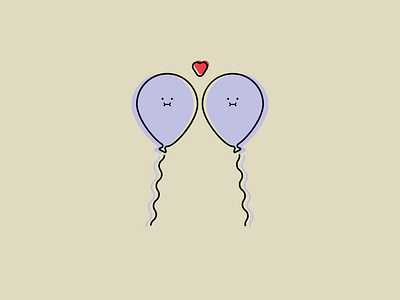Balloons in Love balloon character cute design face greeting cards heart illustrated illustration love minimal object simple string