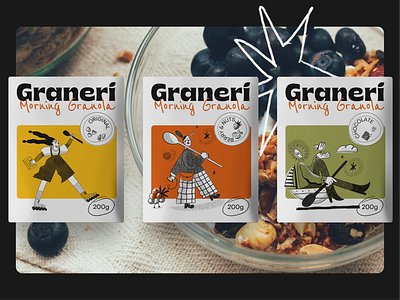 Granola Brand Packaging Illustrations brand identity branding branding design business illustration design design studio digital art digital illustration food food brand granola graphic design illustration illustration art illustrator marketing marketing design packaging packaging design people