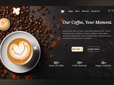 Cafe Web Ui Design cafe cafe restaurant cafe website coffee coffee shop coffee ui landing page ui website