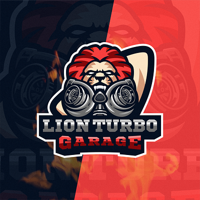 Lion Turbo Garage Logo branding design graphic design identity illustration lion logo mark tshirt turbo vector