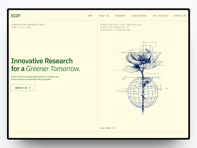 ECO7 - Environment Research Website branding design graphic design green landing page nature research sustainable ui web design