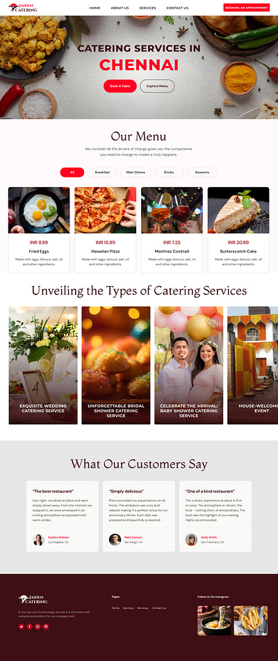 Catering Website Design ui