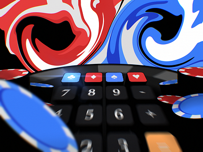 Calculated Risk 🎲 abstract art blue calculator creative dailyui day 4 design digital illustration flat graphic design illustration illustrator inspiration poker red vector