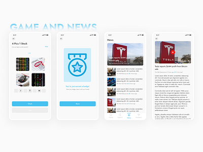 Finance Game and News android blue crypto finance fintech game mobile mobile app money new news product design puzzle quiz tech tesla ui uiux ux yahoo