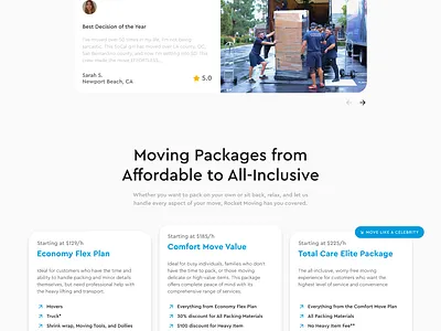RocketMoving Landing Page Redesign ecom figma landing page ui ux web design