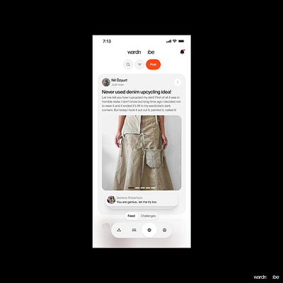 Wardrobe — Community Feed app design figma minimal product design ui ux uxui