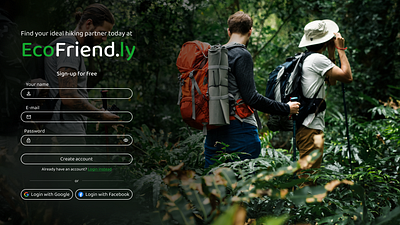 DailyUI - Day 1: Sign-up page dailyui design eco ecofriend.ly figma hiking login register sign up ui ux