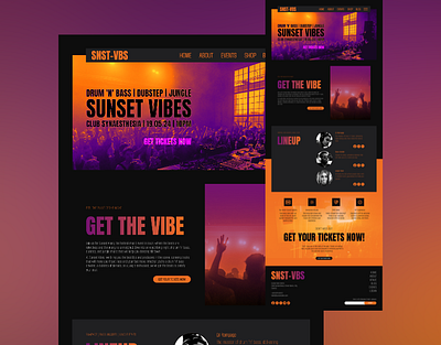 Sunset Vibes | Music Event Landing Page Concept graphic design landing page landing page design ui uiux ux webpage design website design