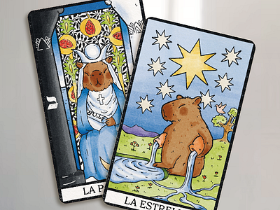 Tarot capibara cards digital art illustration tarot