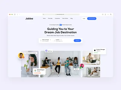 Job Finding Platform - Joblee branding design employees finder job job board landing page managers marketing office recruitment ui user experience website