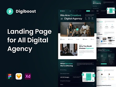 Digiboost - Landing Page for All Digital Agency agency app design company digital agency landing page minimal template ui ui design ux ux design web design web template website