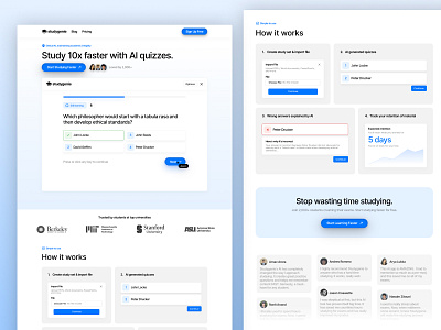 SaaS - Ed-tech Landing Page ai saas blue ed tech blue saas ed tech ed tech ai ed tech saas education startup landing page minimalistic saas minimalistic saas landing page quiz app quiz ui quiz web app saas saas landing page study website studying app studying app ui web application