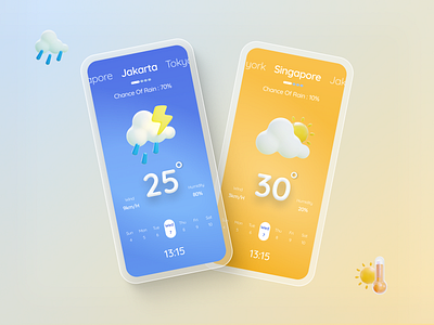 Cross City Weather Forecast - Mobile App 3d app design designer forecasting app graphic design logo mobile app motion graphics raining sunny ui ux design web design wheather app