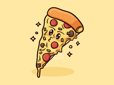 Fast Food Pizza Retro Character Kawaii Cartoon cartoon fast food icon kawaii logo mobile aps pizza pizza character retro retro character ui