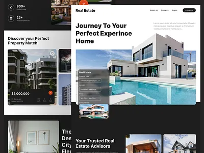 Real Estate Landing Page agency architecture building clean homepage house illustration interface landing page marketplace portofolio property real estate real estate agency ui ui design uiux web web design website