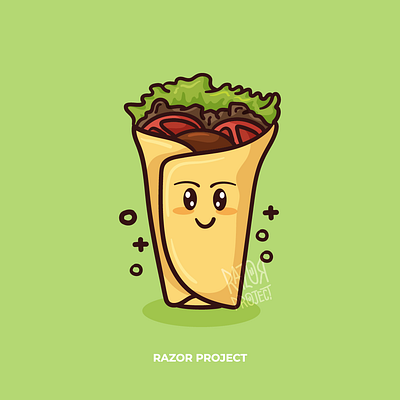 Fast Food Burrito Retro Character Kawaii Cartoon burrito cartoon fastfood icon food kawaii logo design mascot mexican food tacos
