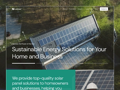 Lustrous - Solar Panel Company Landing Page design earth eco power energy green house power renewable solar solar energy solar panel sun sustainable ui ui design uiux web design