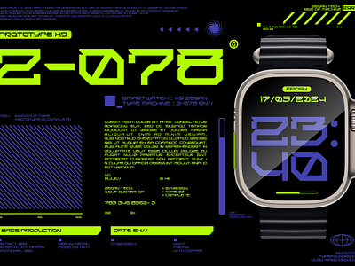 Z-078 Prototype X9 branding cyber cyberpunk design font future futuristic graphic design logo prototype scifi typeface watch