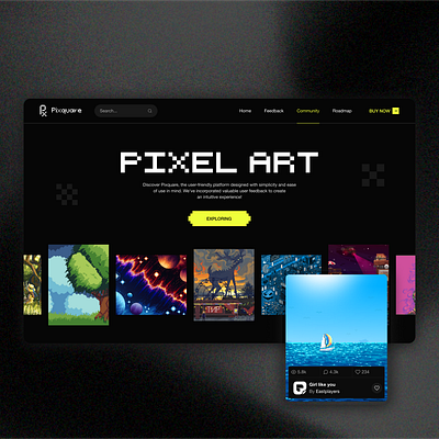 Pixquare - Pixel Art Website ui