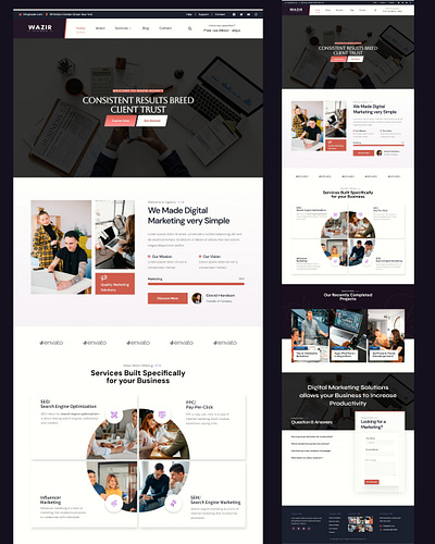 WAZIR | Digital Marketing Agency Website Design🌩 digital marketing landing page portfolio website webdesign wordpress