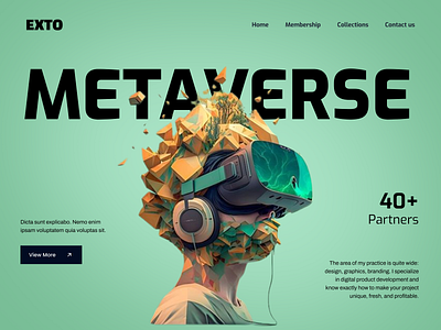 Metaverse 3D Studio World website 3d branding design ecommerce graphic design green landing page meta saas ui ux vector web