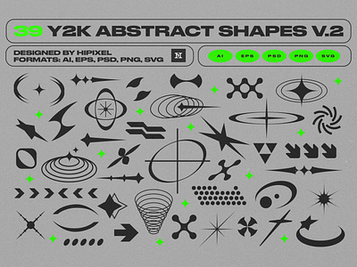 Y2K Abstract Retro Shapes V.2 80s 90s abstract cyberpunk details elements future hud icon modern retro shapes stars vintage y2k