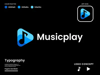 Music Play Iconic Logo | Music Industry Logo abstract logo app icon brand identity branding design graphic design logo logo design modern logo modern music logo music music icon design music industry logo music logo music play iconic logo music wave player icon player logo studio logo