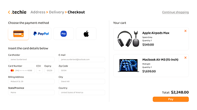 DailyUI - Day 2: Credit Card Checkout .techie card checkout credit dailyui design figma payment ui