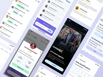 Socioo - Ride sharing app UI/UX design app app design app ui design car share chat grab lyft notification profile ride sharing signup screen uber ui ui ux ui design ui ux design ux